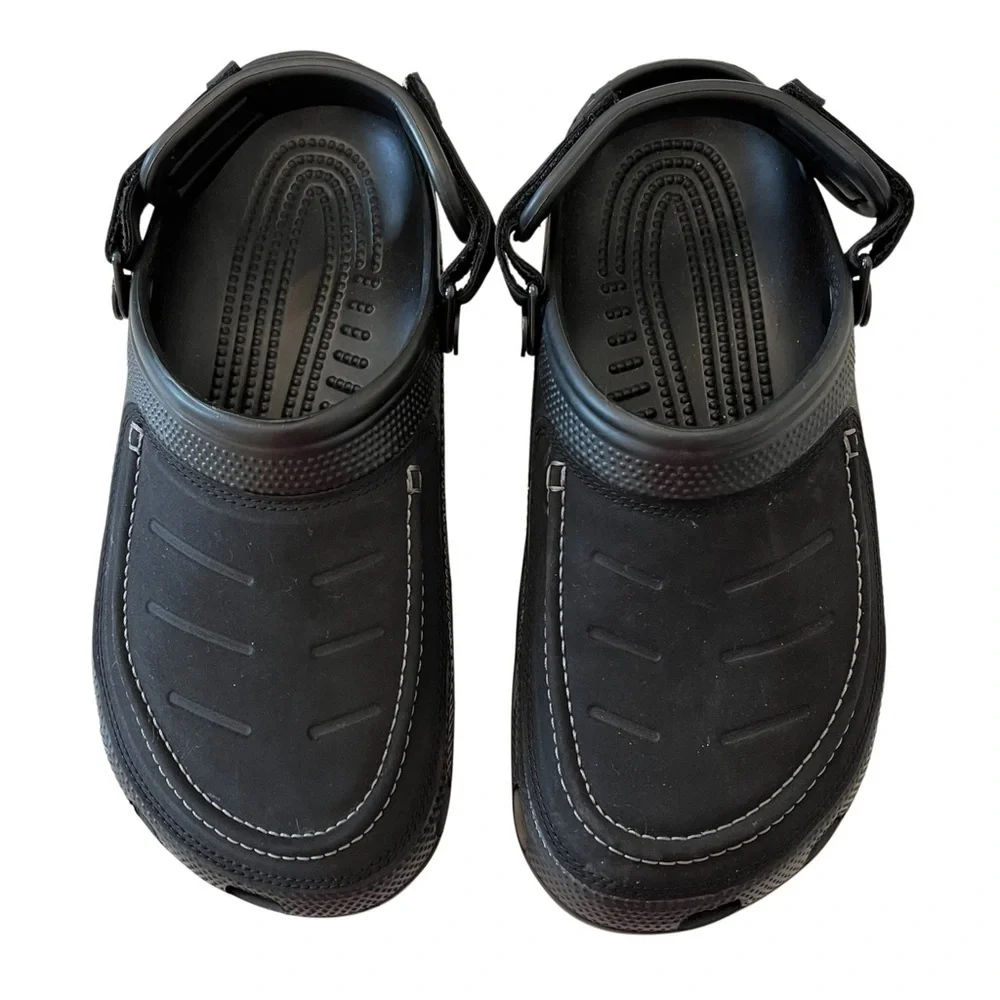 CROCS Mens 8 Yukon Vista Sling Back Slip On Clog Black Faux Leather Non Slip